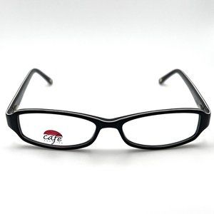 Cafe Lunettes 343 #3 Women Eyeglass Demo Frame Plastic Oval Flex Black 51-15-135